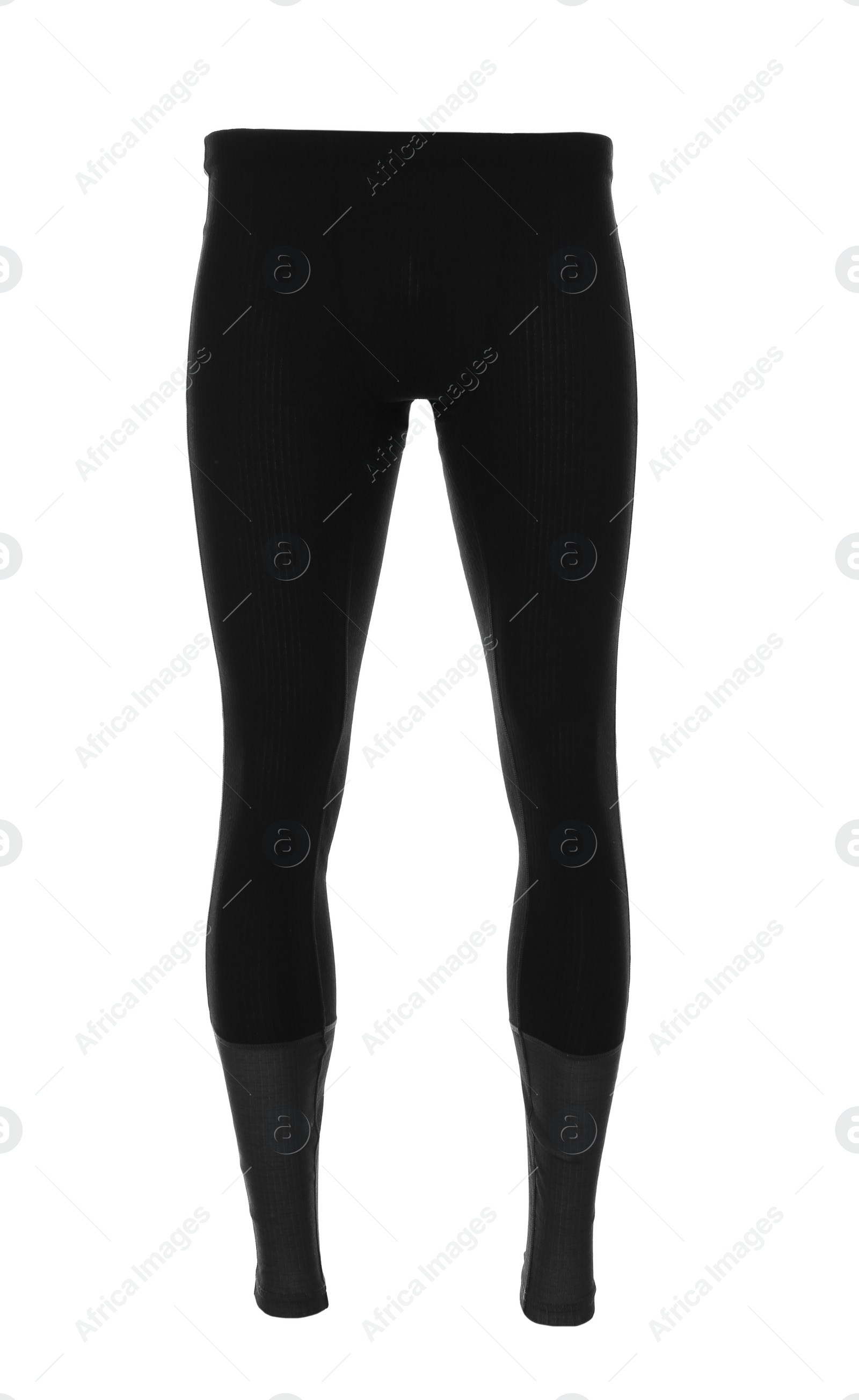 Photo of Thermal underwear pants isolated on white. Winter sport clothes