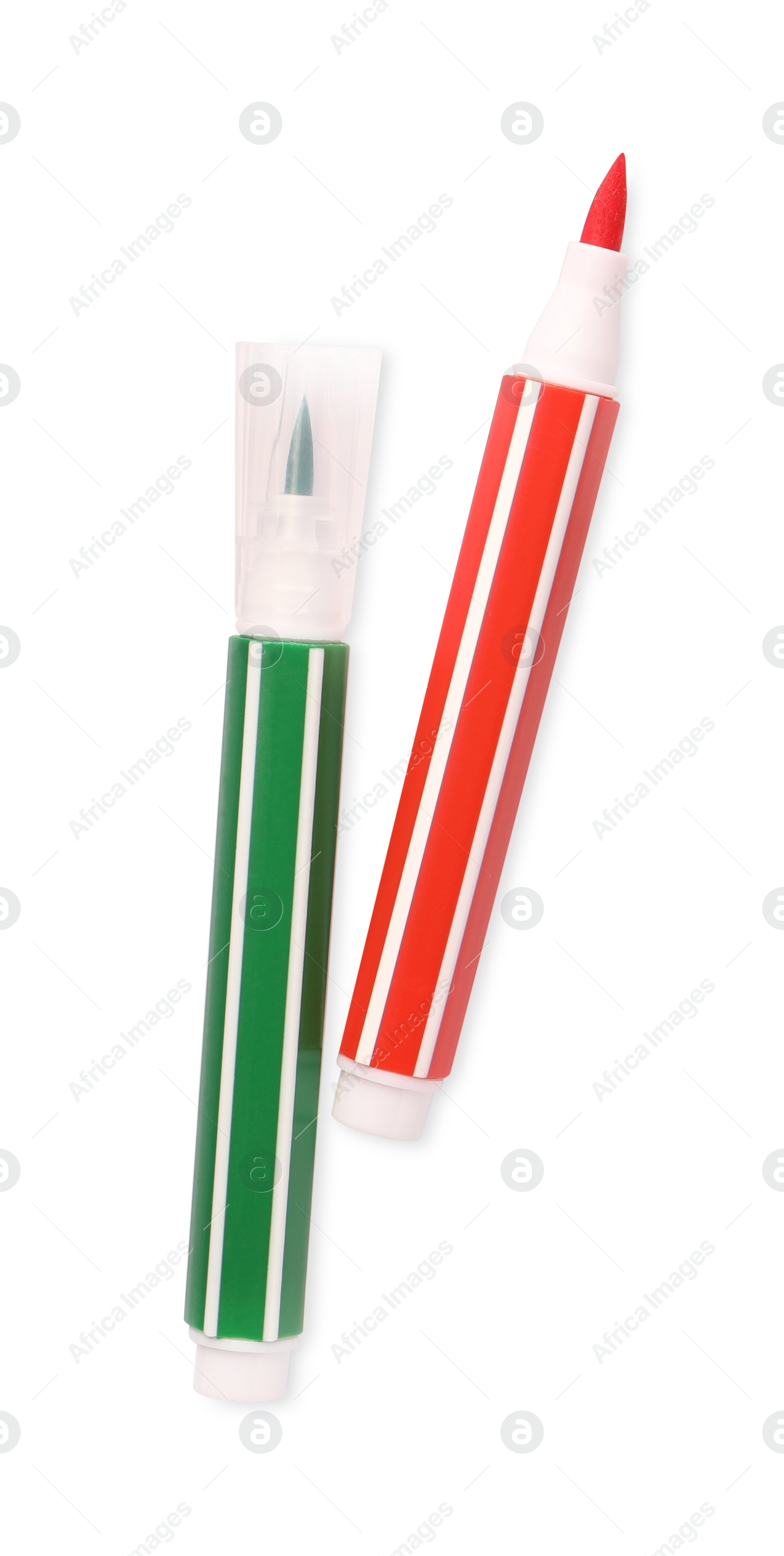 Photo of Bright markers isolated on white, top view
