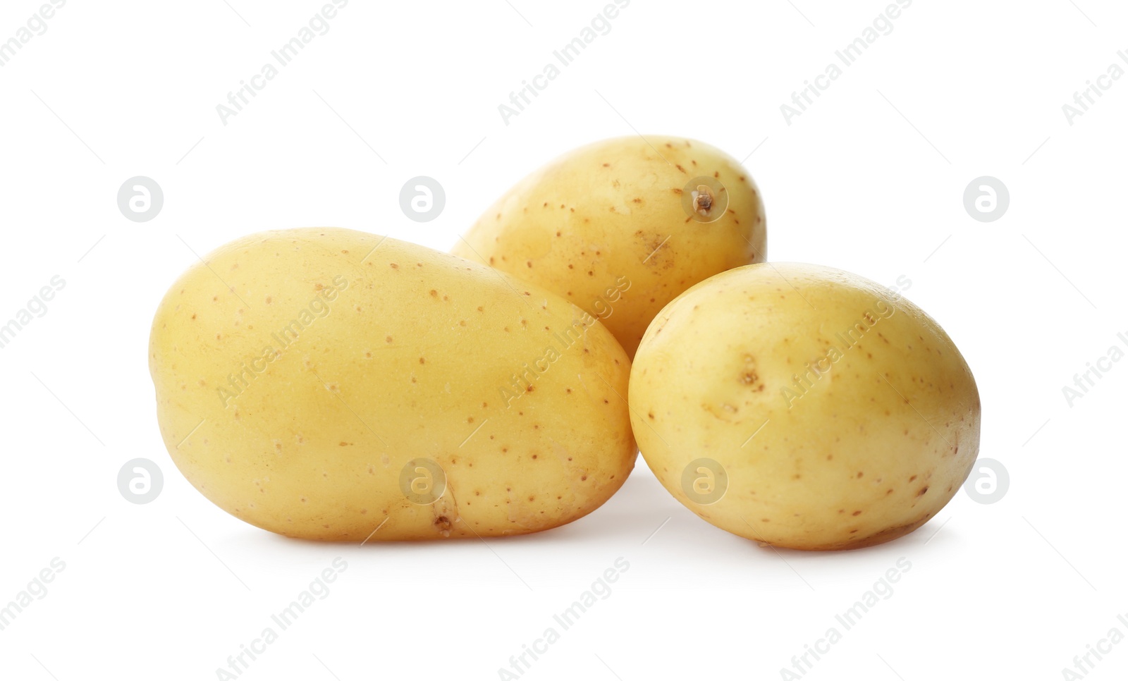 Photo of Fresh raw organic potatoes isolated on white