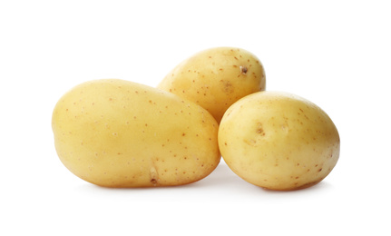 Fresh raw organic potatoes isolated on white