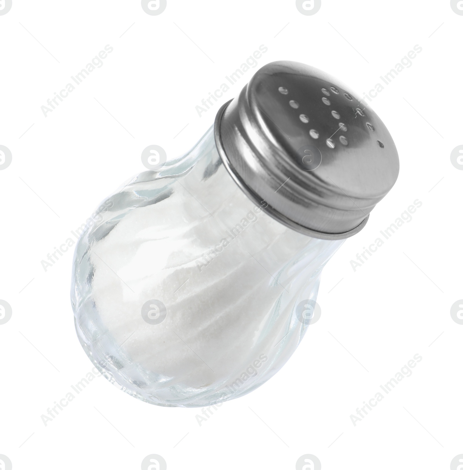 Photo of One shaker with salt isolated on white