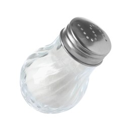 Photo of One shaker with salt isolated on white