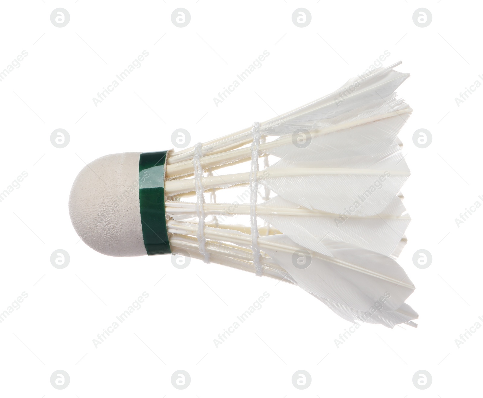 Photo of One feather badminton shuttlecock isolated on white