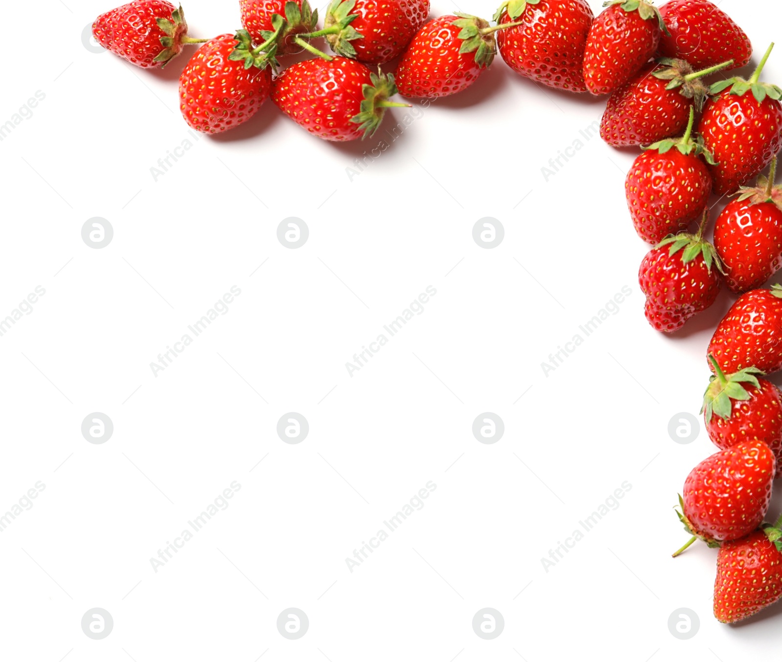 Photo of Flat lay composition with strawberries on light background