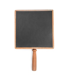 Photo of Small clean chalkboard on white background