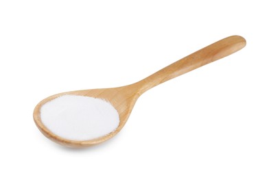 Photo of Baking soda in spoon isolated on white