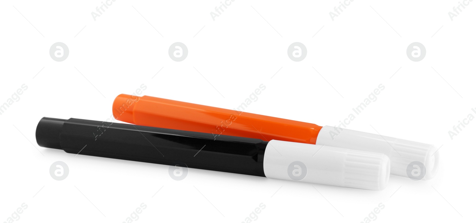 Photo of Different stylish colorful markers on white background