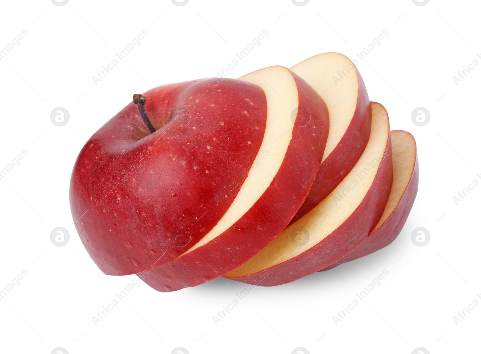 Photo of Sliced ripe red apple isolated on white