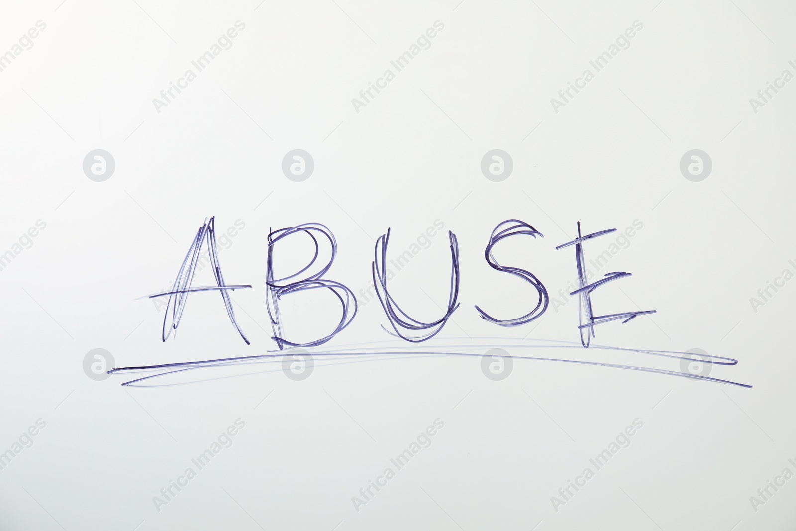Photo of Word ABUSE on white background. Domestic violence awareness