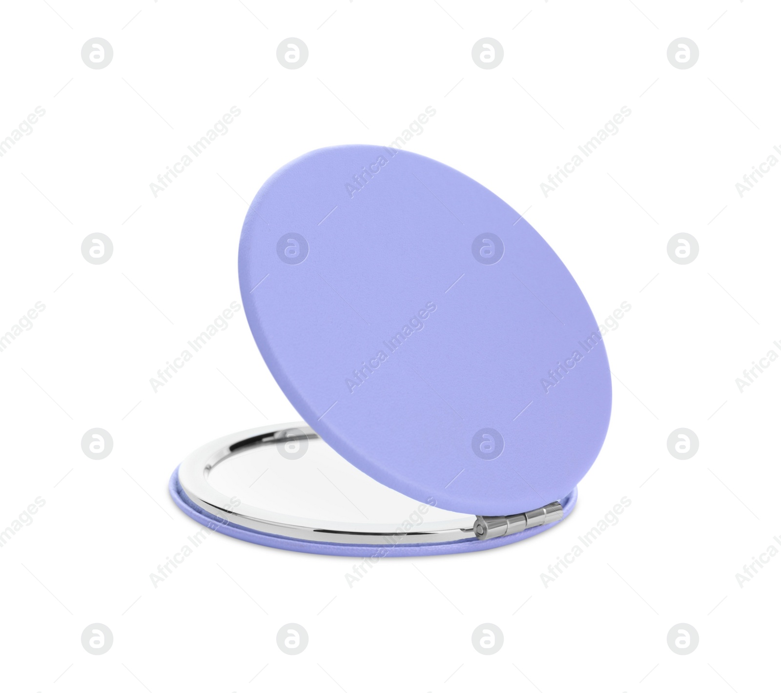 Photo of Stylish cosmetic pocket mirror isolated on white