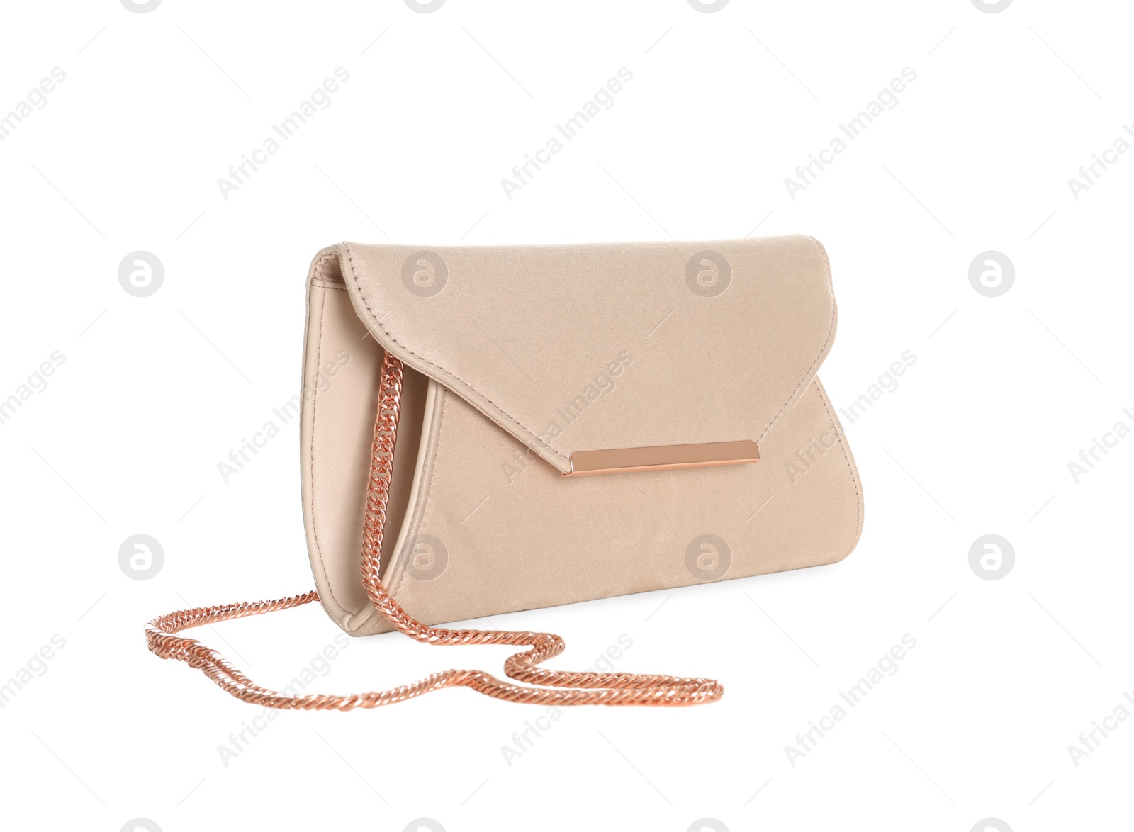 Photo of Stylish leather woman's bag isolated on white