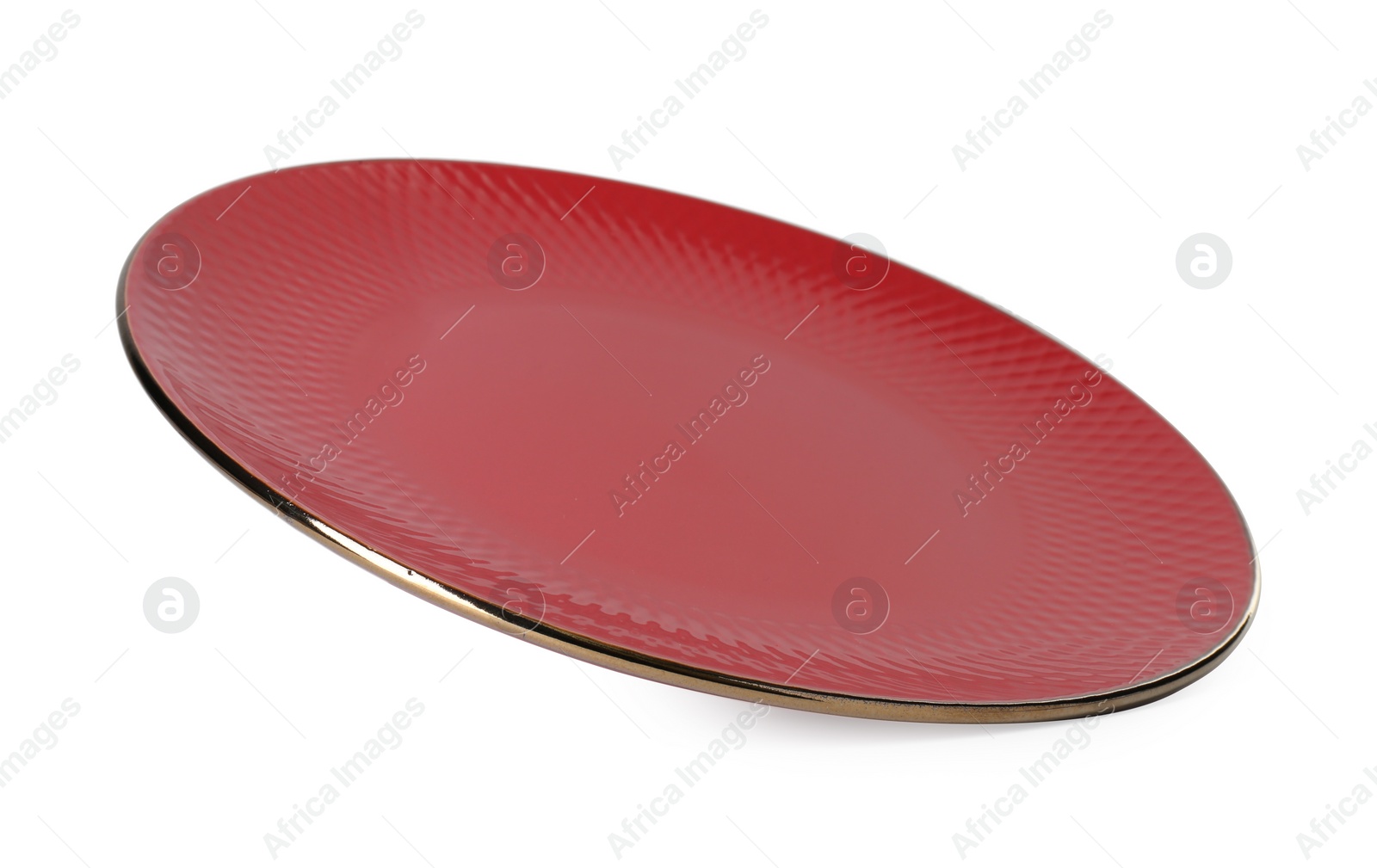 Photo of One beautiful red plate isolated on white