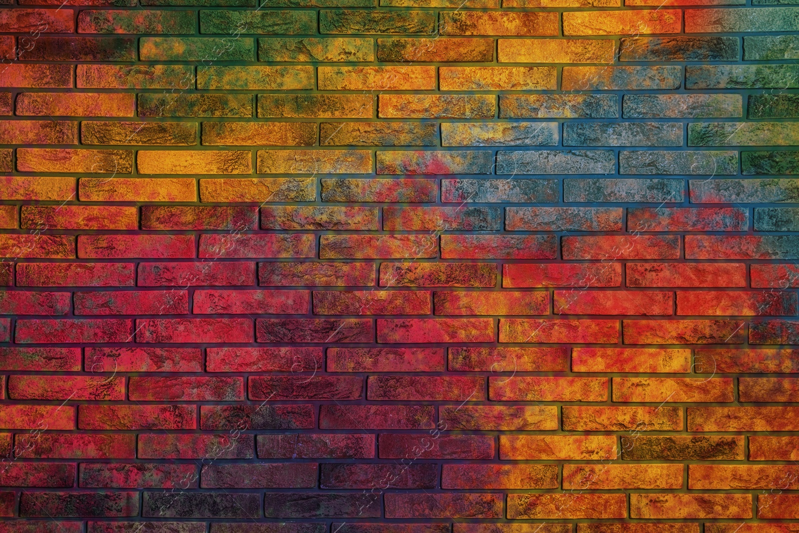 Image of Abstract colorful graffiti drawn on brick wall