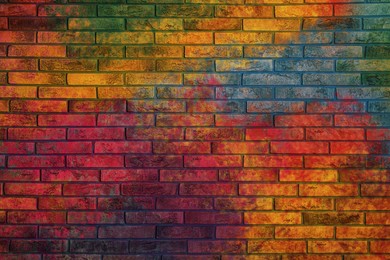 Image of Abstract colorful graffiti drawn on brick wall