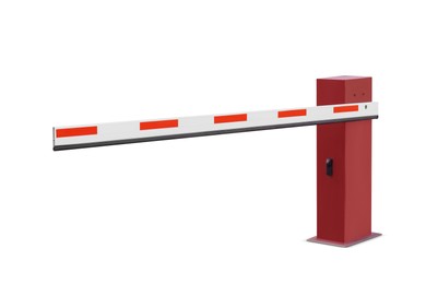 One closed boom barrier isolated on white
