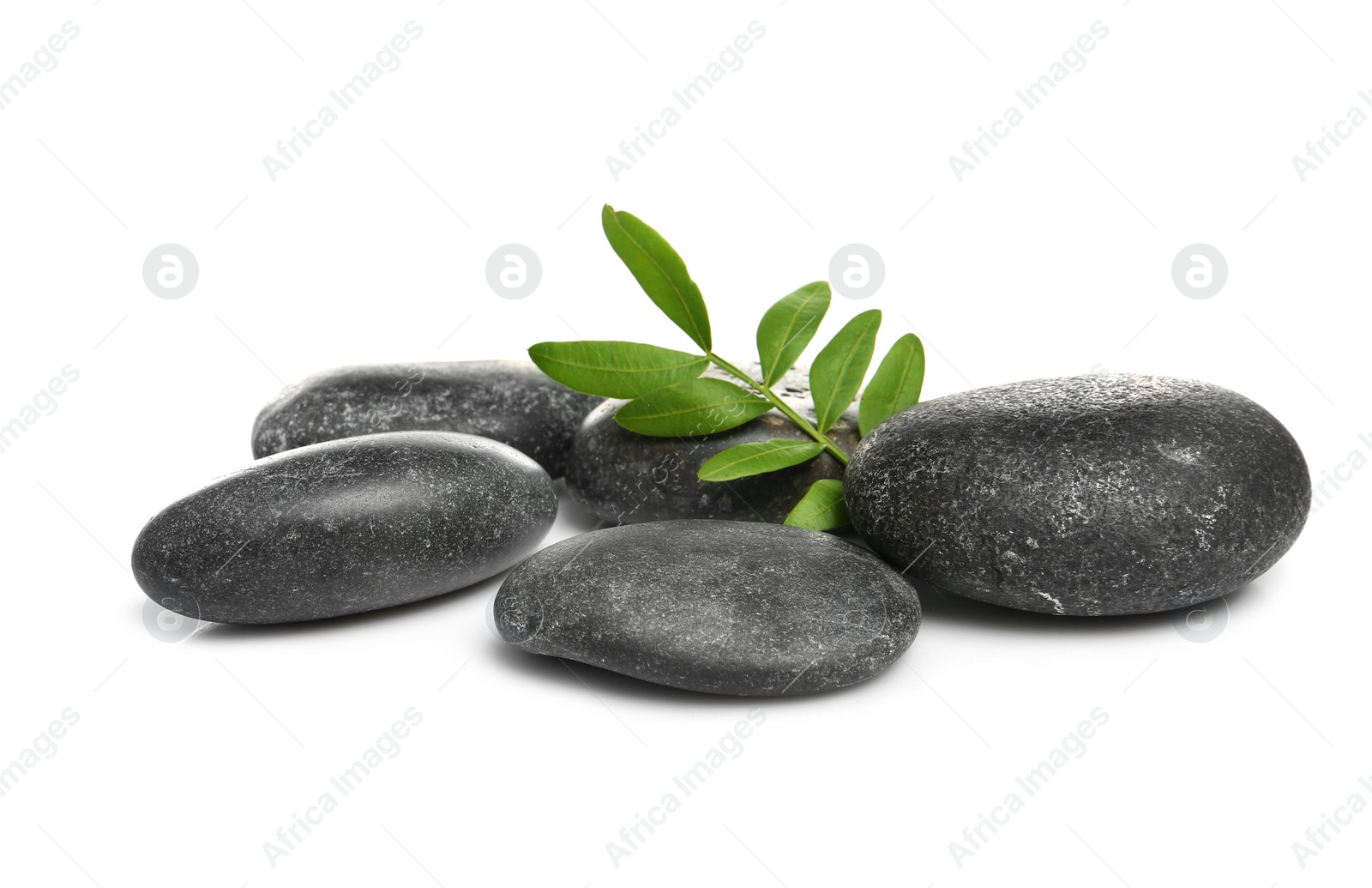 Photo of Composition with spa stones on white background