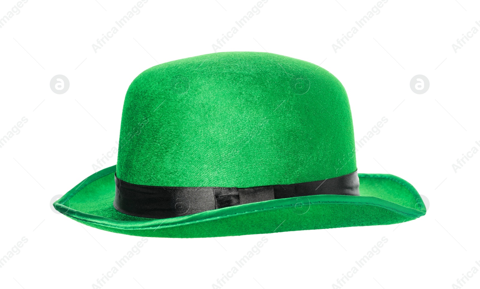 Photo of Green leprechaun hat isolated on white. Saint Patrick's Day accessory