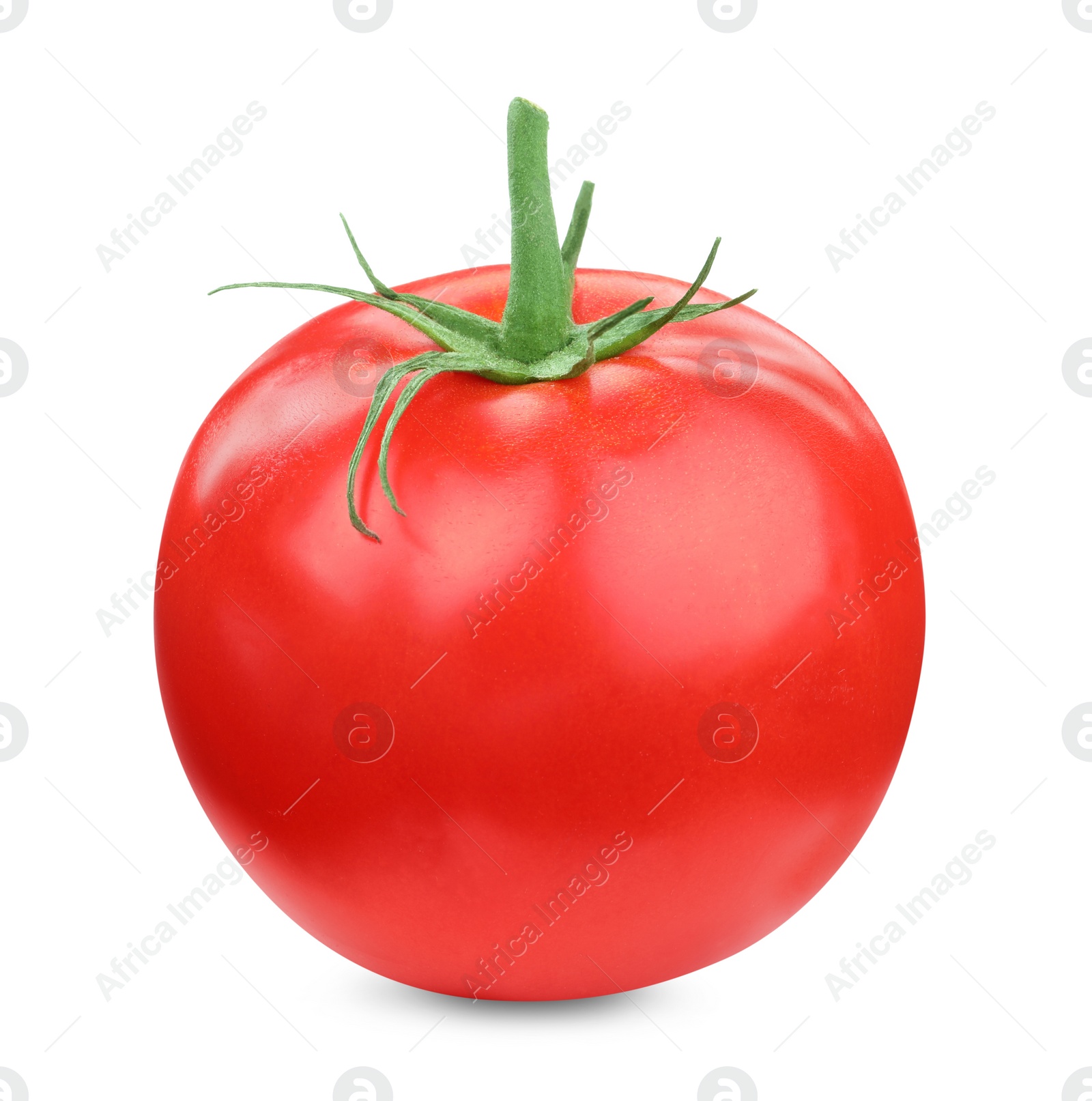 Photo of One red ripe tomato isolated on white