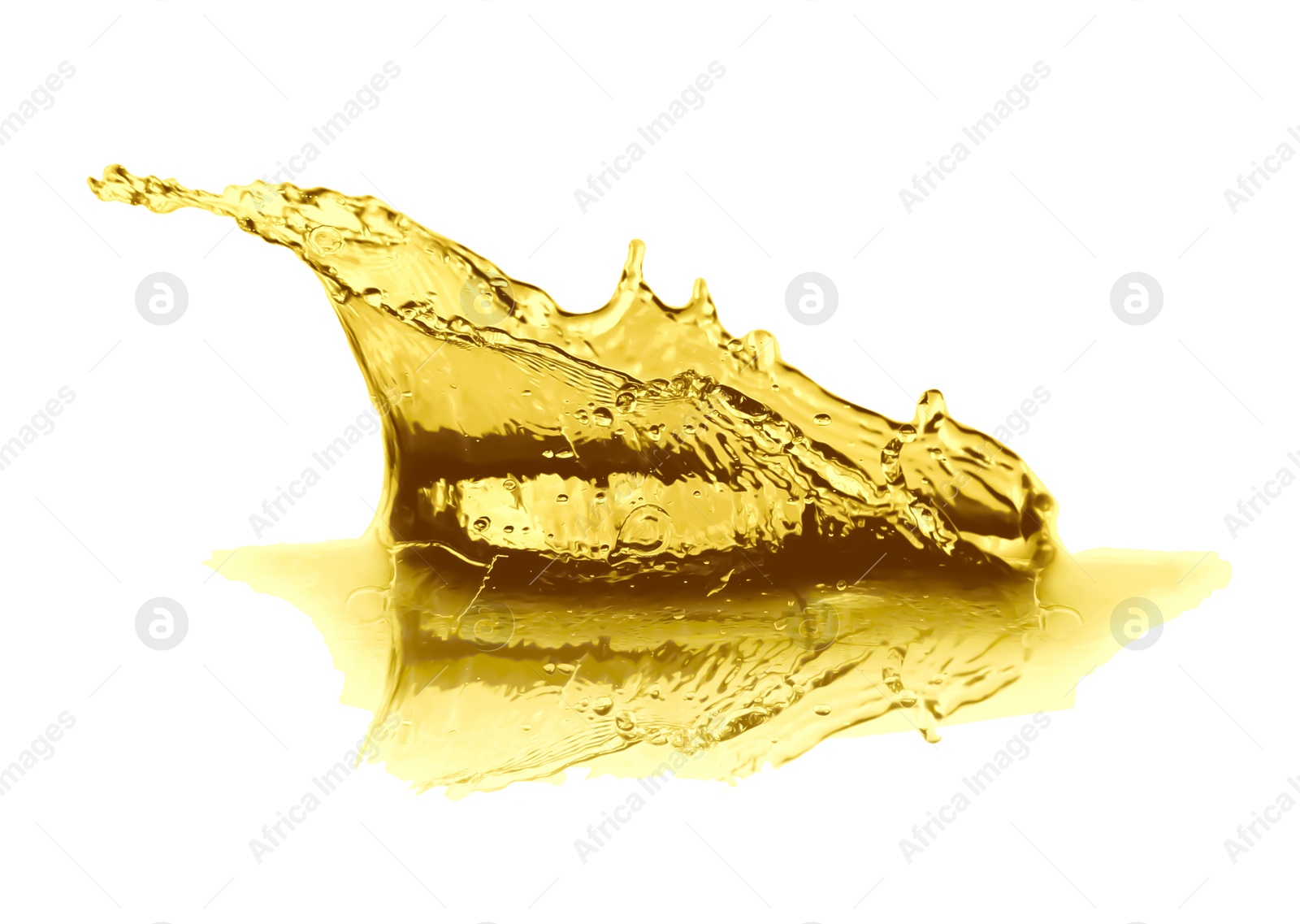 Image of Splash of natural cooking oil on white background