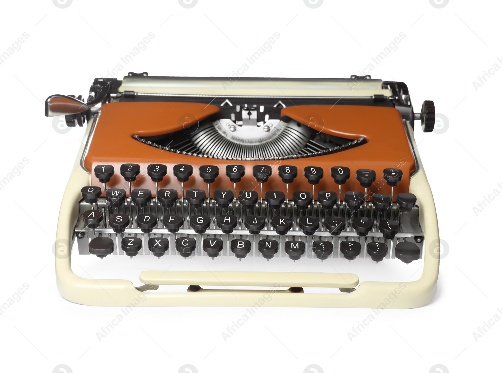 Photo of Old vintage typewriter machine isolated on white