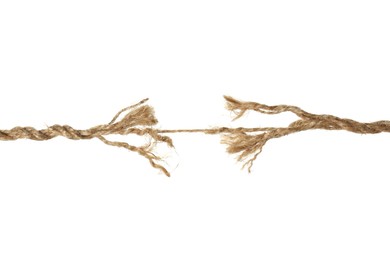 Photo of Rupture of hemp rope on white background