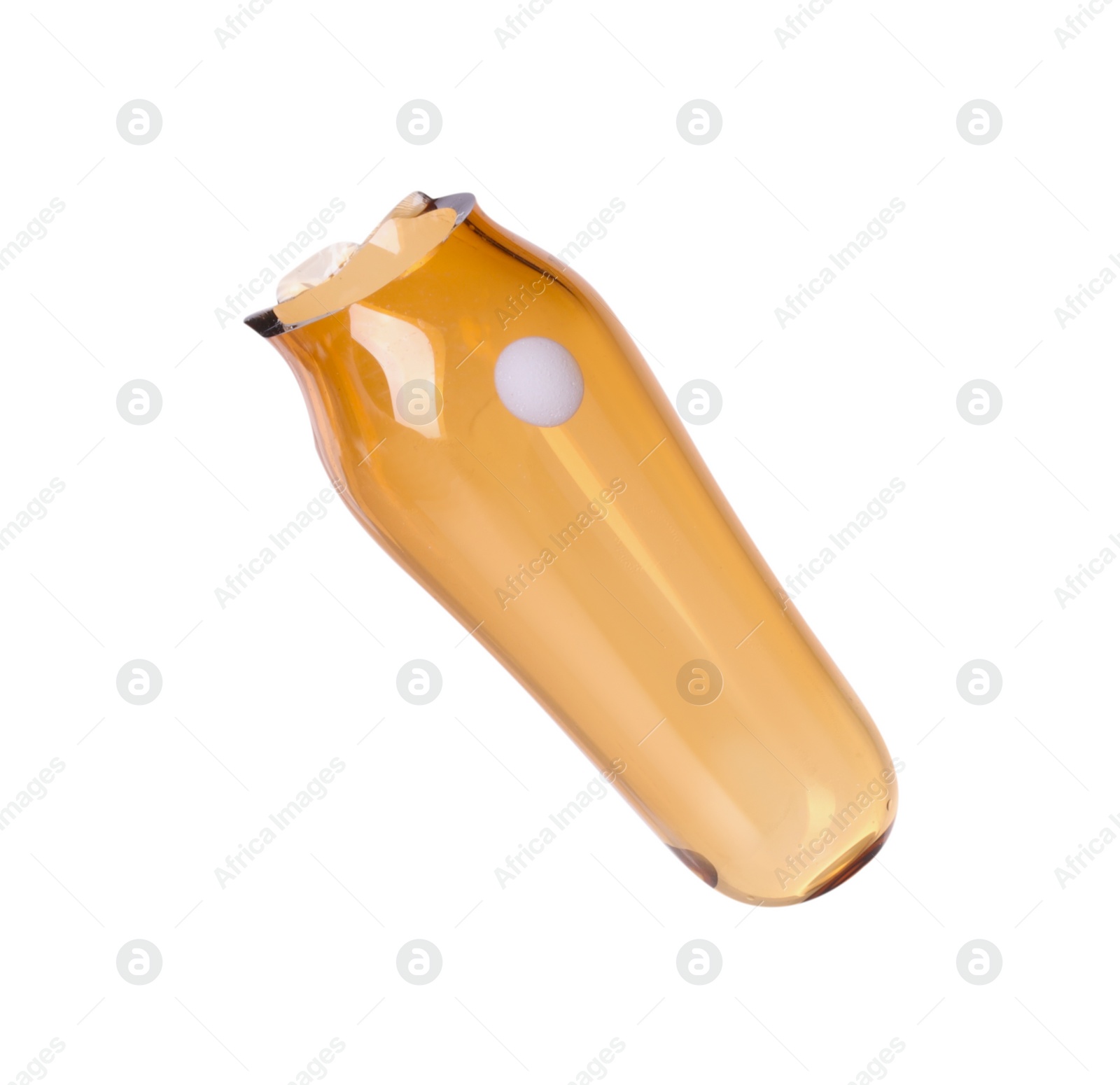 Photo of Conical tip of open glass ampoule isolated on white