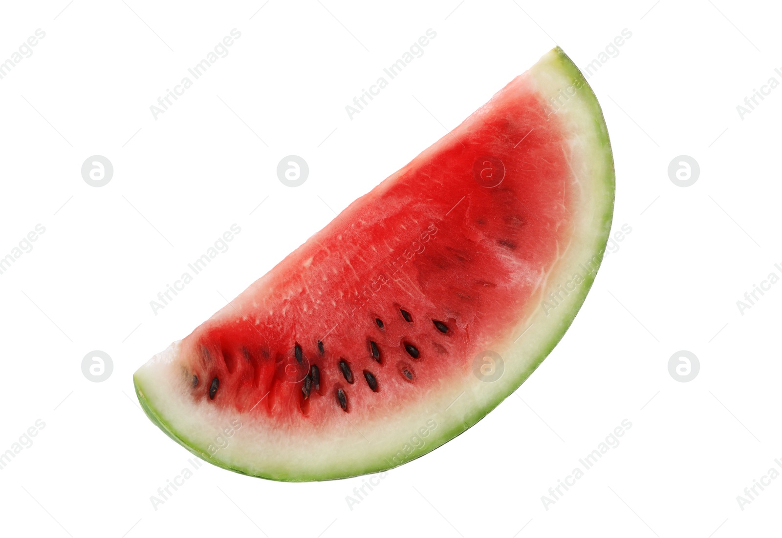 Photo of Slice of ripe watermelon on white background