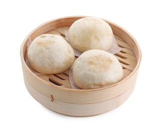 Delicious chinese steamed buns isolated on white