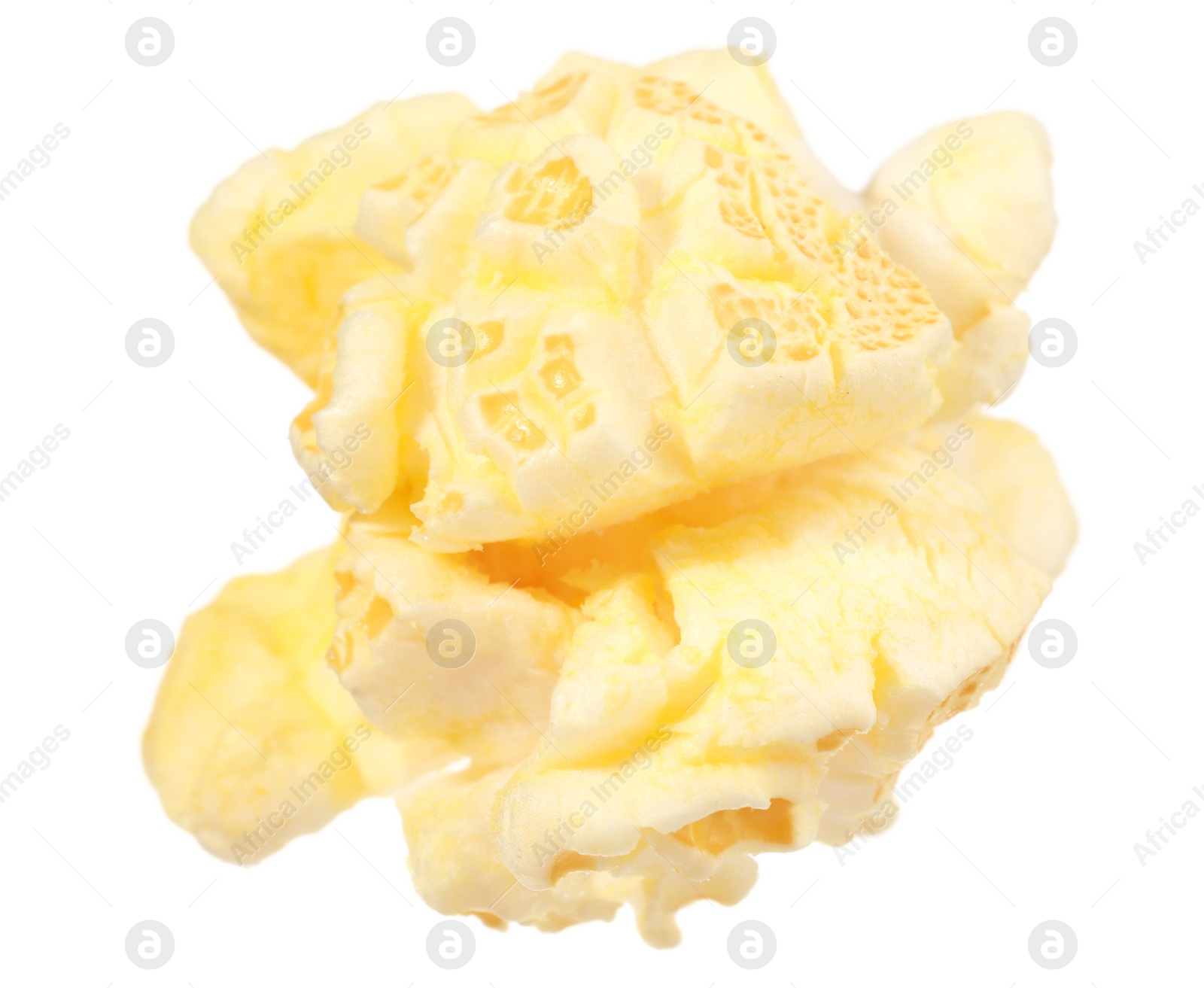 Photo of Kernel of tasty fresh popcorn isolated on white