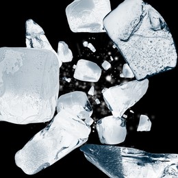 Image of Crushed ice in air on black background