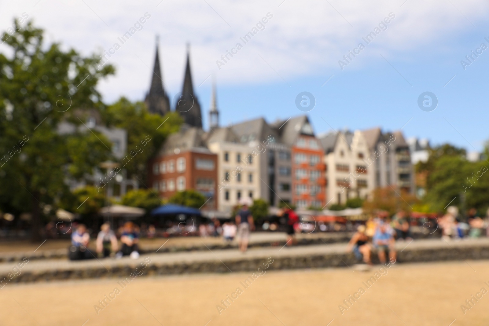 Photo of Blurred view of beautiful city street and buildings