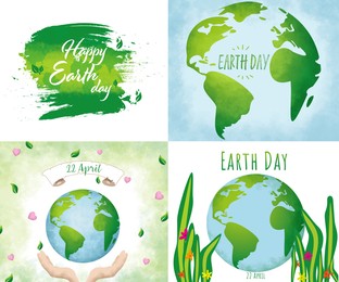 Collage of creative illustrations dedicated to Earth day