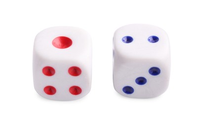 Two dices isolated on white. Game cubes