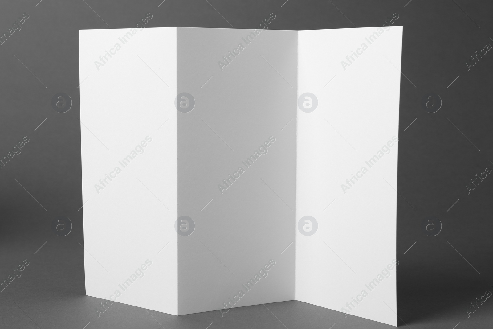Photo of Blank brochure on gray background. Mock up for design