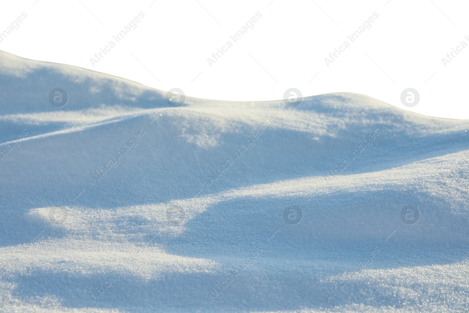 Image of Heap of snow on white background, closeup