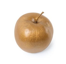 Photo of Shiny stylish gold apple on white background