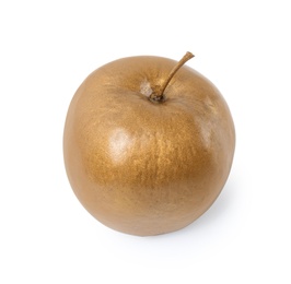 Shiny stylish gold apple on white background