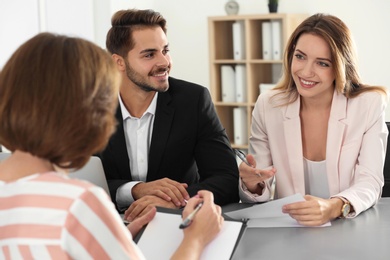 Human resources commission conducting job interview with applicant in office