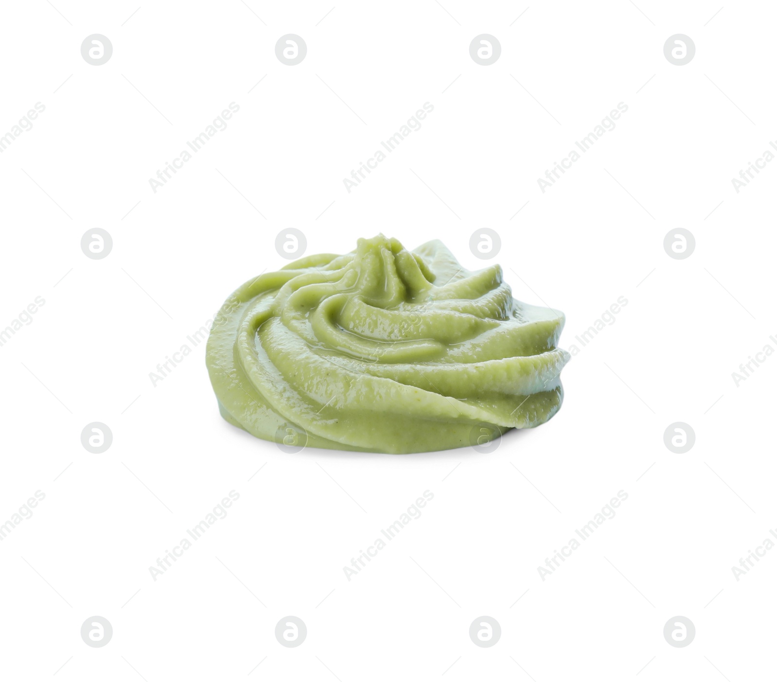 Photo of Swirl of wasabi paste isolated on white