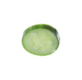 Photo of Slice of fresh green cucumber isolated on white