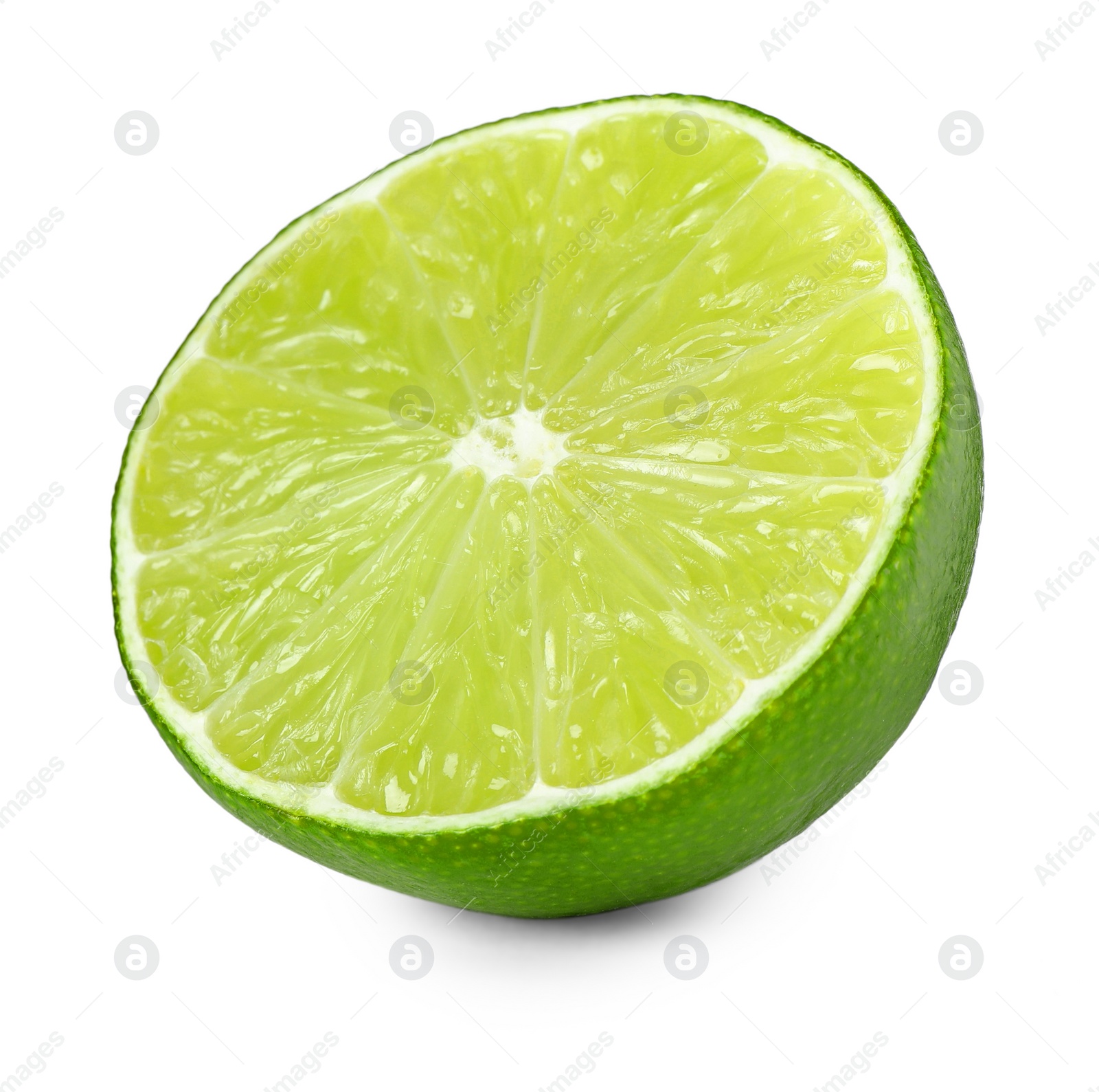 Photo of Half of fresh green ripe lime isolated on white