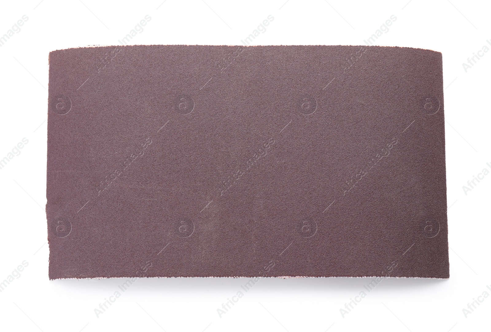 Photo of One sheet of sandpaper isolated on white, top view