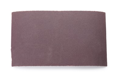 Photo of One sheet of sandpaper isolated on white, top view