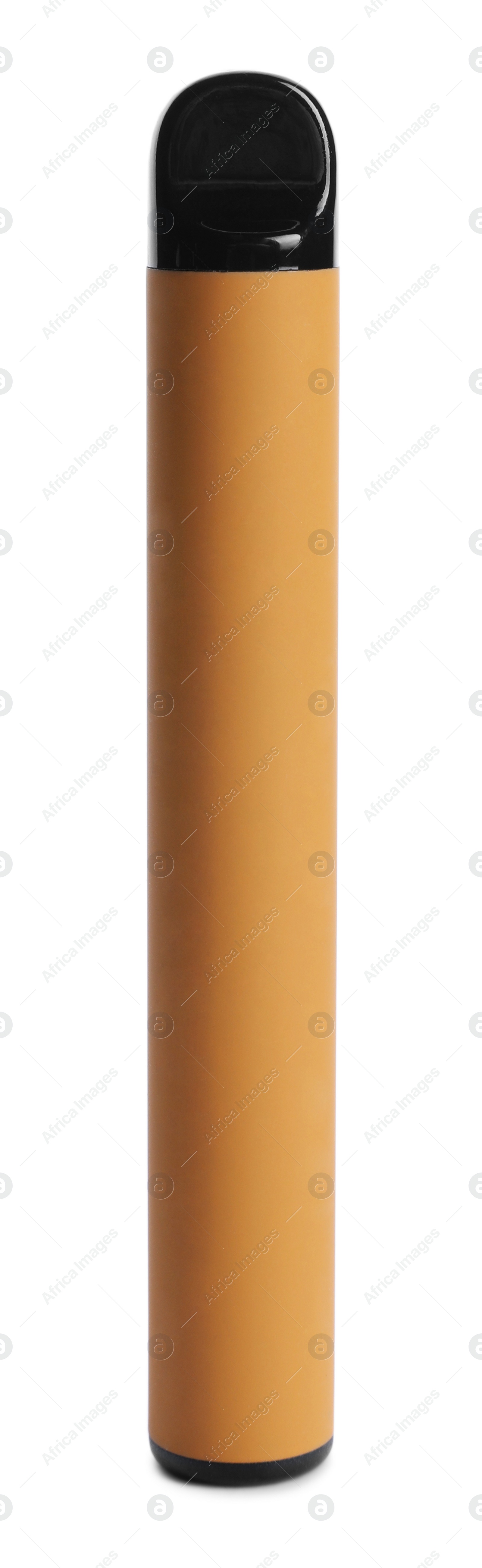 Photo of Orange disposable electronic cigarette isolated on white