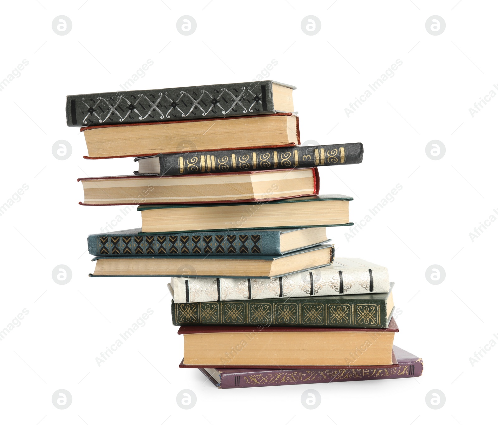 Photo of Collection of different books isolated on white