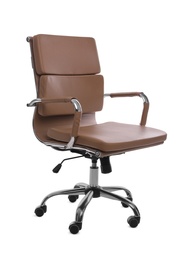 Photo of Comfortable leather office chair isolated on white