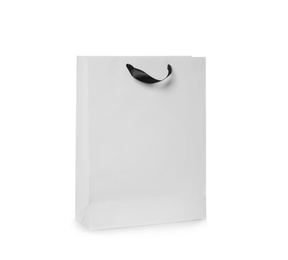 Paper shopping bag isolated on white. Mock up for design