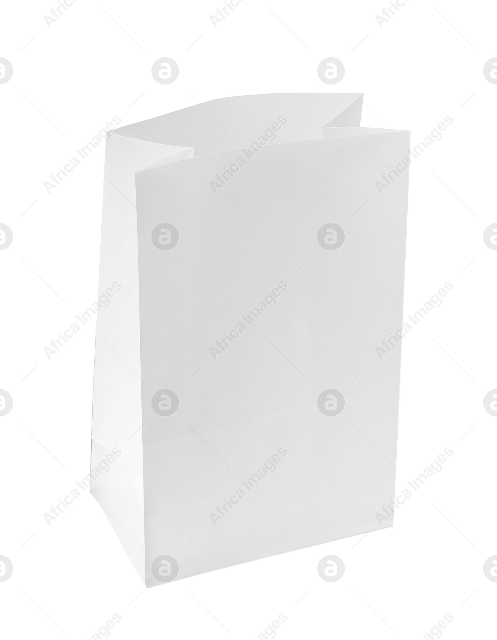 Photo of New open paper bag isolated on white