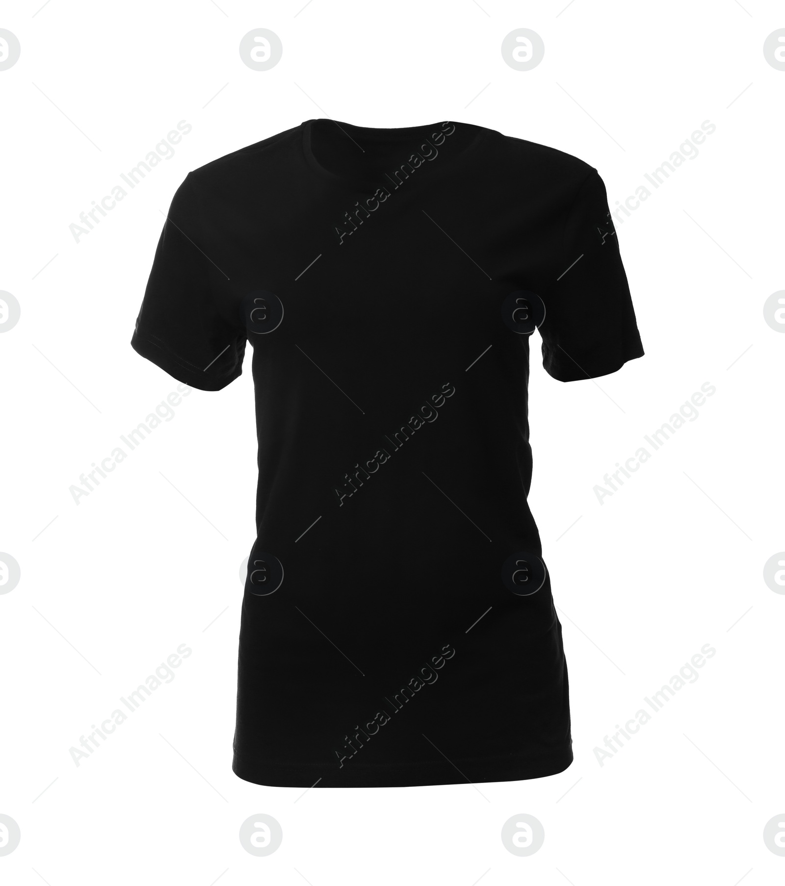 Photo of Black women's t-shirt isolated on white. Space for design