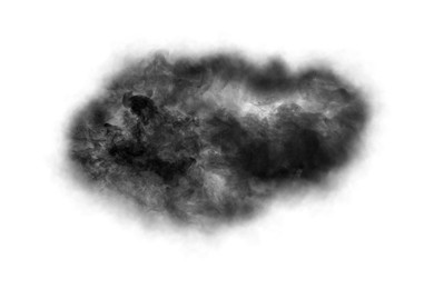 Image of Cloud of black smoke on white background